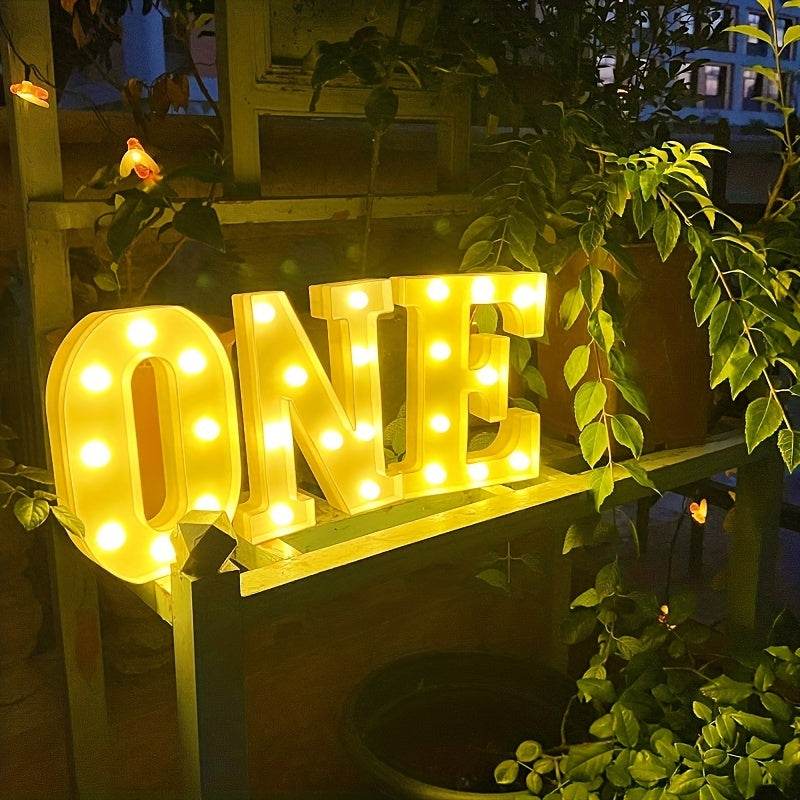 1pc Alphabet Letter LED Lights Luminous Number Lamp Decor, Battery Night Ligh, t For Home Wedding Birthday Christmas Party Decoration Letters Numbers Light, Home Decor - Kendoro