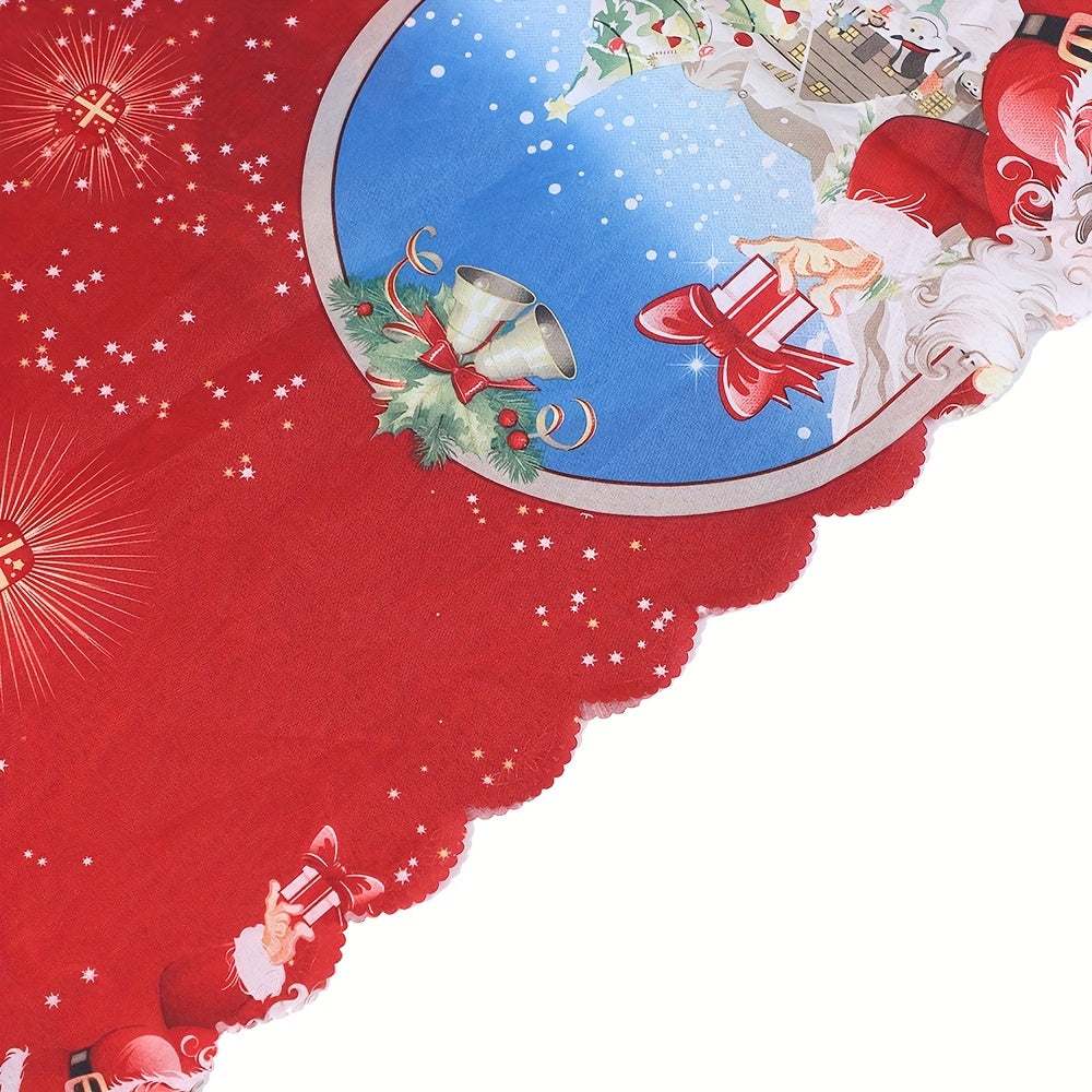 Christmas polyester tablecloth with Santa Claus and snowflake design