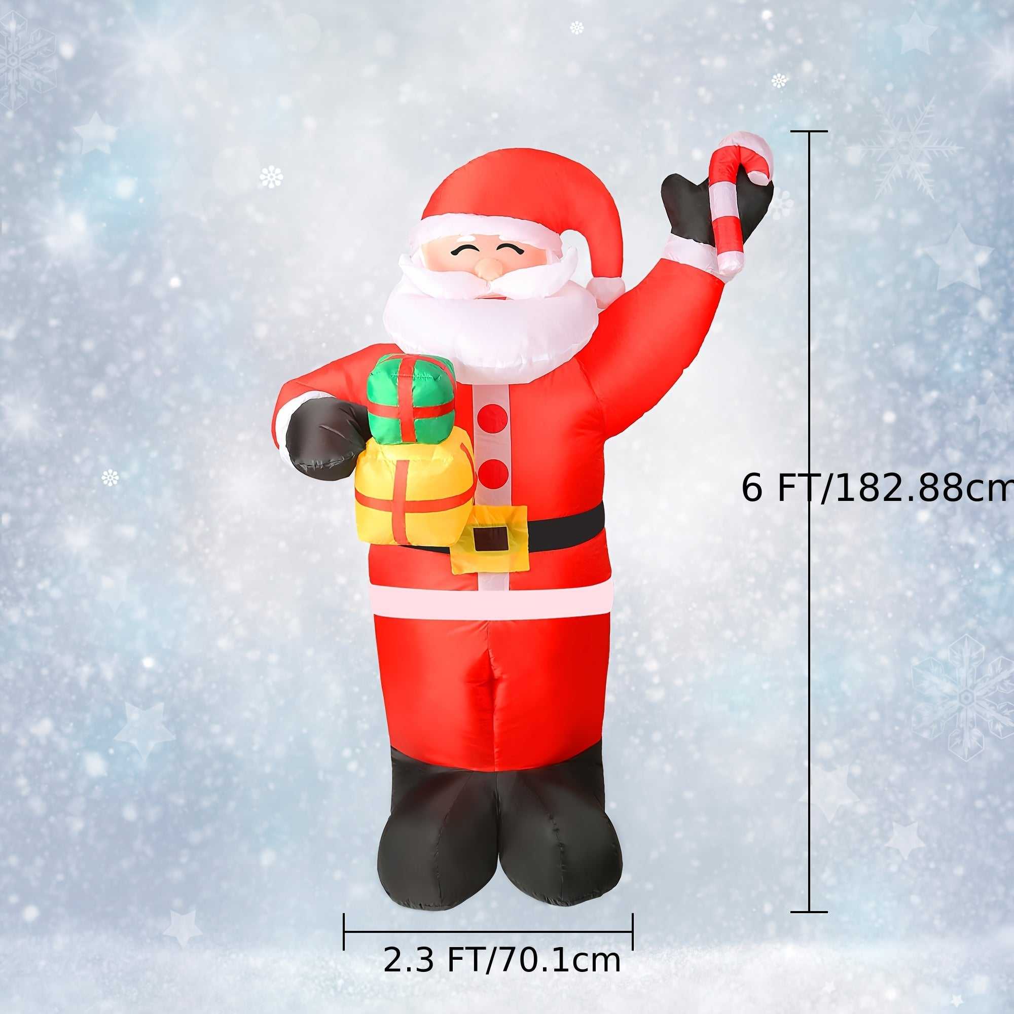 JJ JUJIN 6 Ft Christmas Inflatable Santa Claus For Outdoor/Indoor Decoration