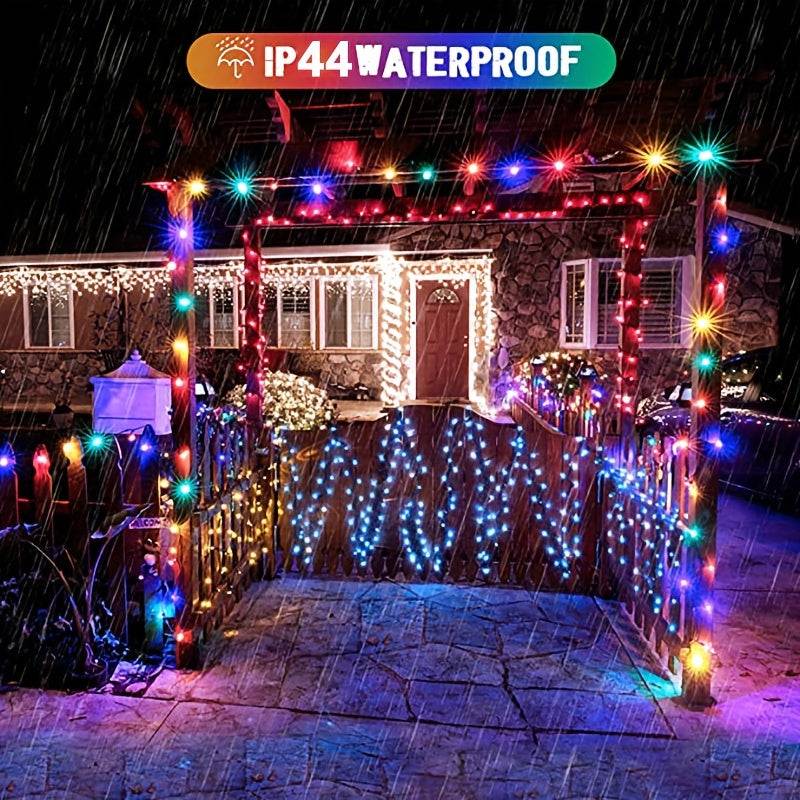 Outdoor solar string light with 8 lighting modes, waterproof for garden and festive decoration