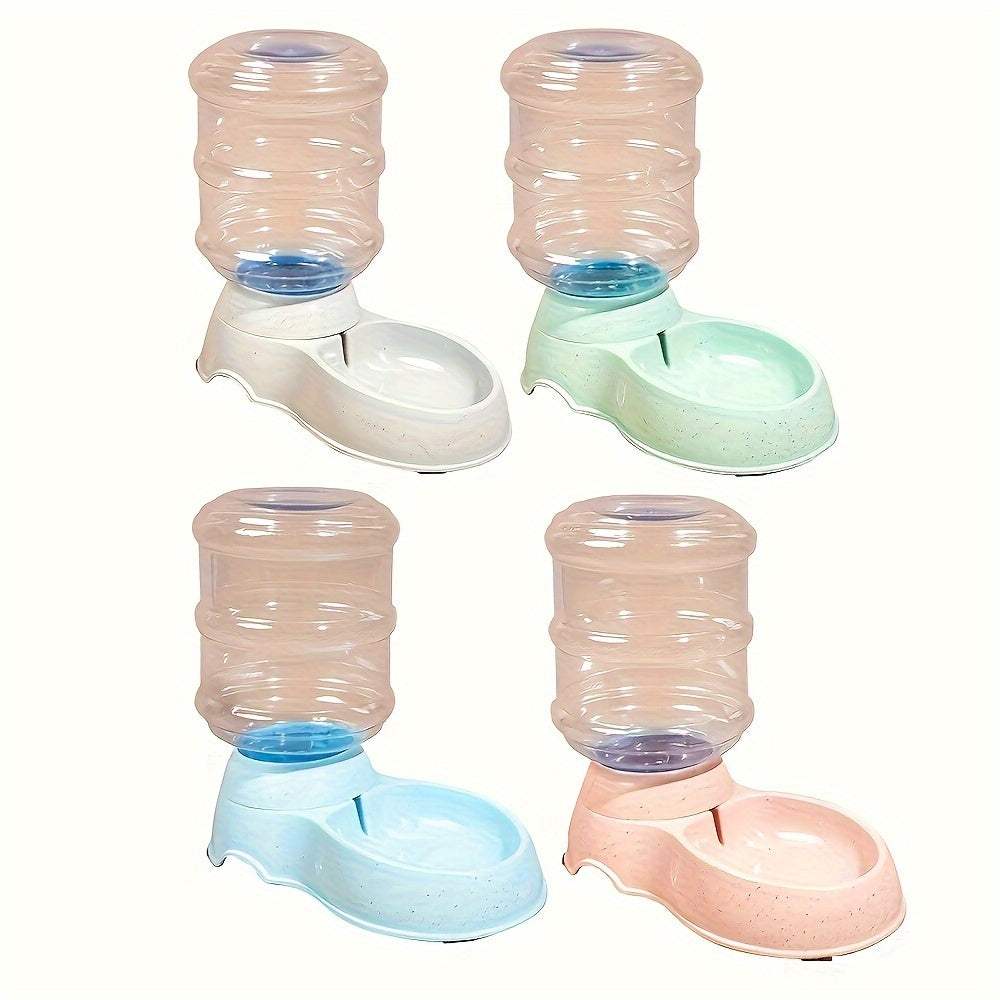 Large capacity pet water dispensers in white, green, blue, and pink for cats and dogs