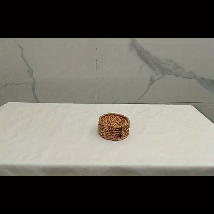 Handmade Rattan Coasters - Heat Resistant Non-Slip Drink Mats for Kitchen And Dining Room Decoration | Tea Mats | Tabletop Protective Coasters - Kendoro